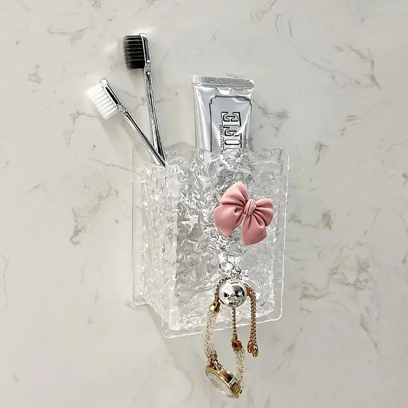 Soporte de pared para cepillo de dientes, estante de almacenamiento de pasta de dientes, colgador portátil sin perforaciones - imagen 5