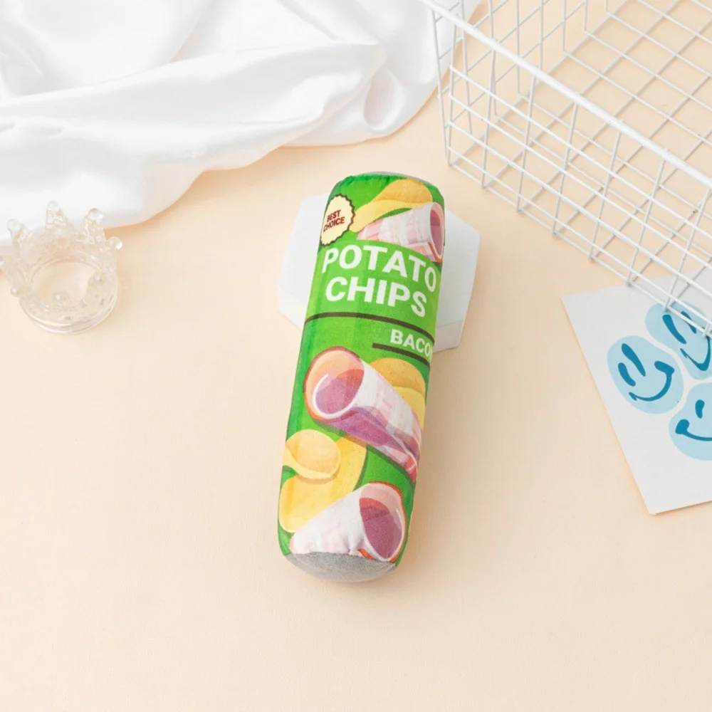 Juguete de peluche para gatos con patatas fritas de dos colores, con hierba gatera y bola de papel arrugada, suministros interactivos esenciales para mascotas - imagen 4