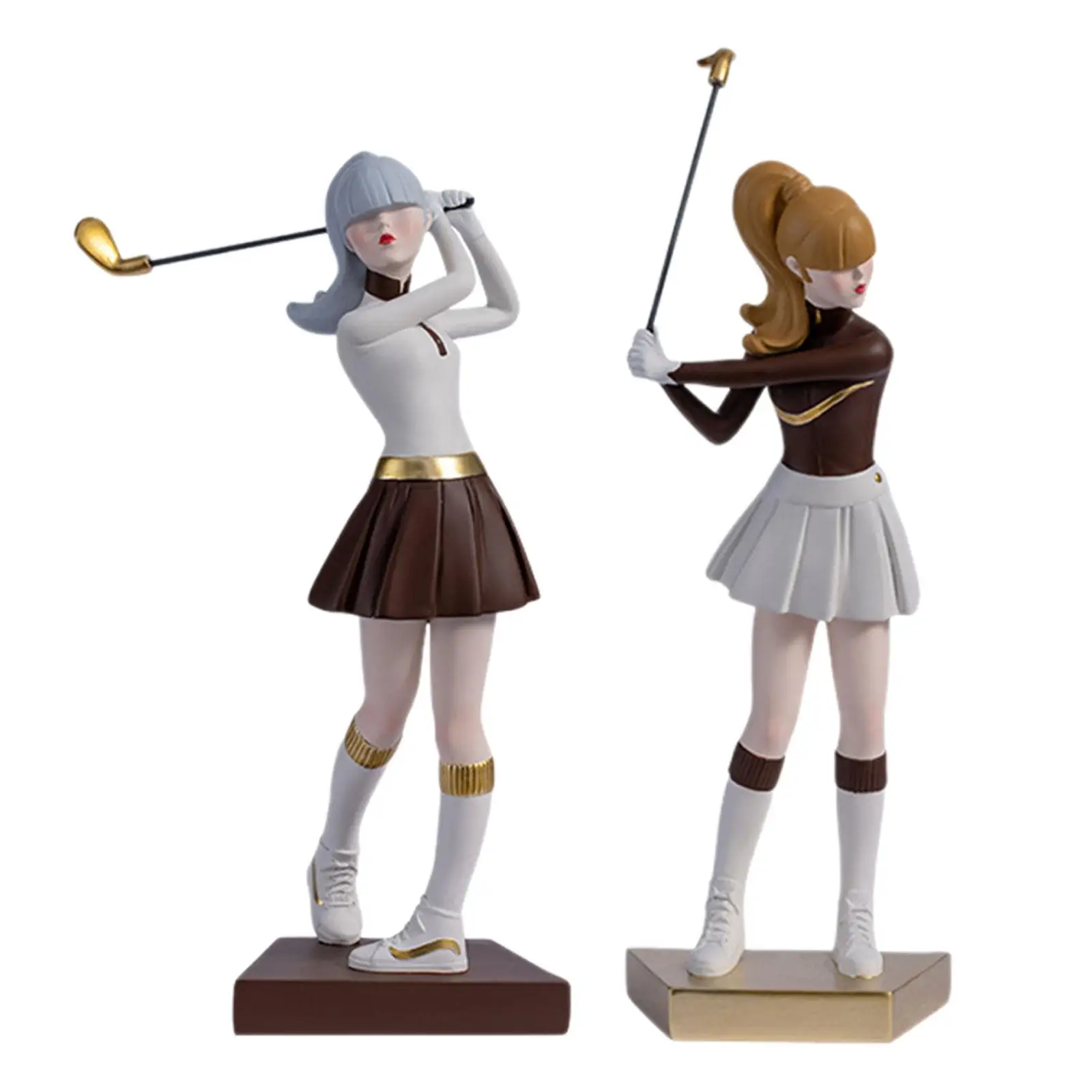 Lady Golfer Statue Birthday Gift Resin Decorative Table Centerpiece Golfer Figurine for Dorm Restaurant Cabinet Desk Home Decor