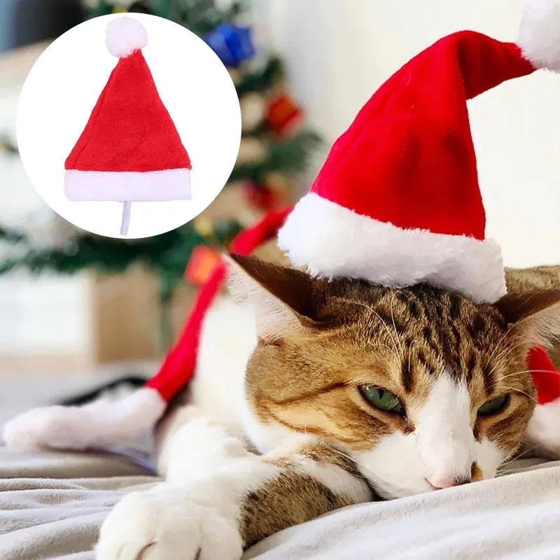 Sombrero de Papá Noel para mascotas, sombrero de Navidad para perros, gatos, cachorros pequeños, adornos de disfraces de vacaciones, accesorios de Cosplay, gorras, suministros para fiestas de Navidad para mascotas - imagen 3