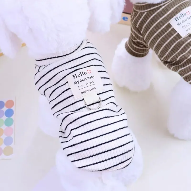 Ropa de verano para perro y gato, camiseta a rayas, ropa linda para cachorro, Chihuahua, Bichon, buldogue francés, niña - imagen 2