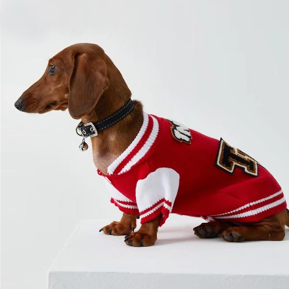 Suéter de punto de moda para perros Wiener, chaqueta cárdigan de invierno para perros tejón, mangas largas cálidas para perros salchicha en otoño - imagen 3