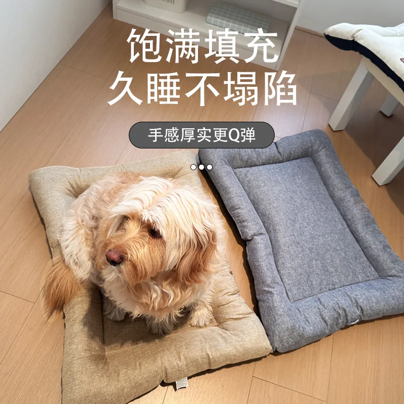 Cama transpirable de algodón y lino para gato y perro – verano - imagen 3