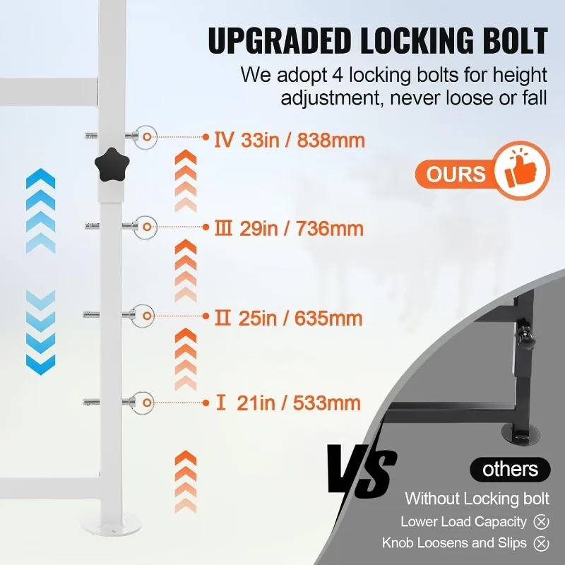 Soporte para ovejas y cabras de 47x23 pulgadas, soporte para ordeño, soporte para ovejas, altura ajustable, suministros de Metal para ganado, animales de granja - imagen 5