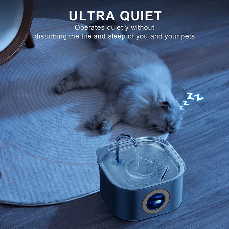 Dispensador de agua transparente para gatos con ventana, fuente de agua de acero inoxidable con sensor de 3,2l/108oz, súper silenciosa y filtro automático para mascotas - imagen 4