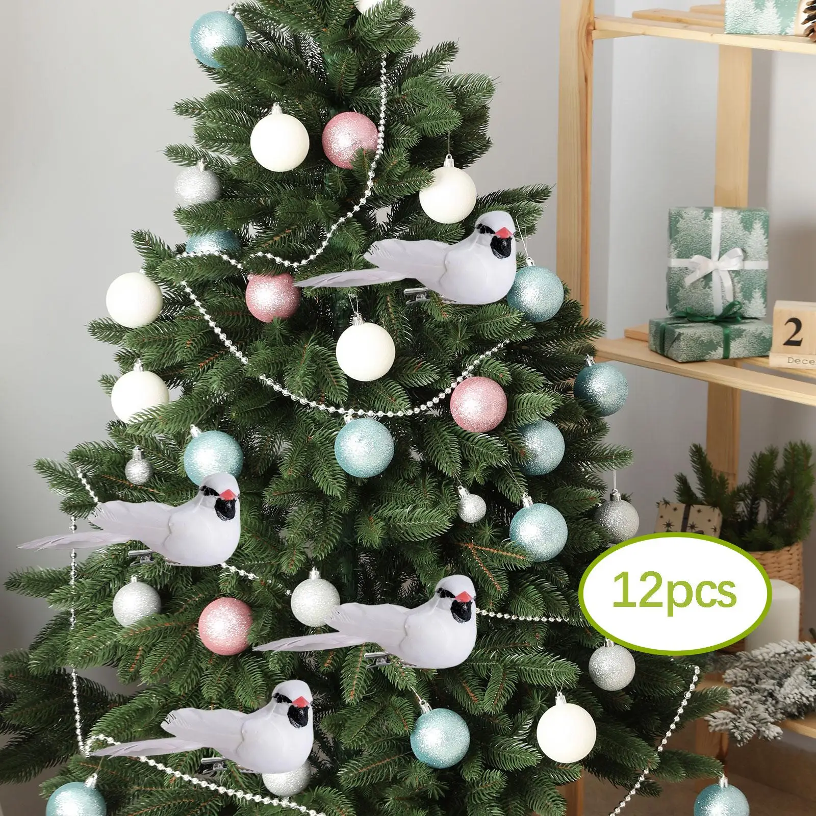 12 piezas de pájaros artificiales con clip, adornos de pájaros de simulación para jardín de hadas - imagen 3