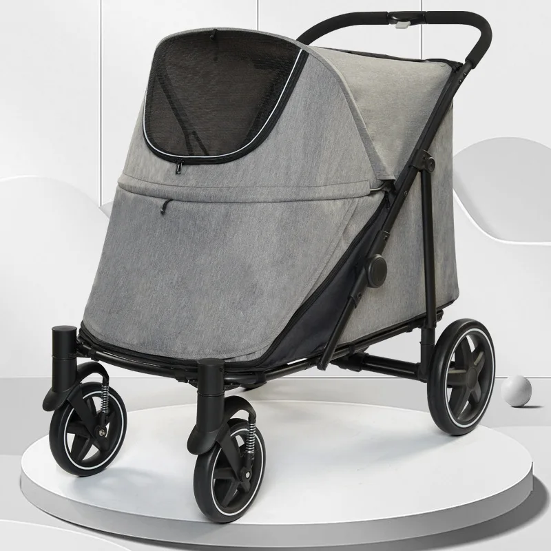 Carrito de paseo para perros y gatos, grande, plegable y portátil - imagen 4