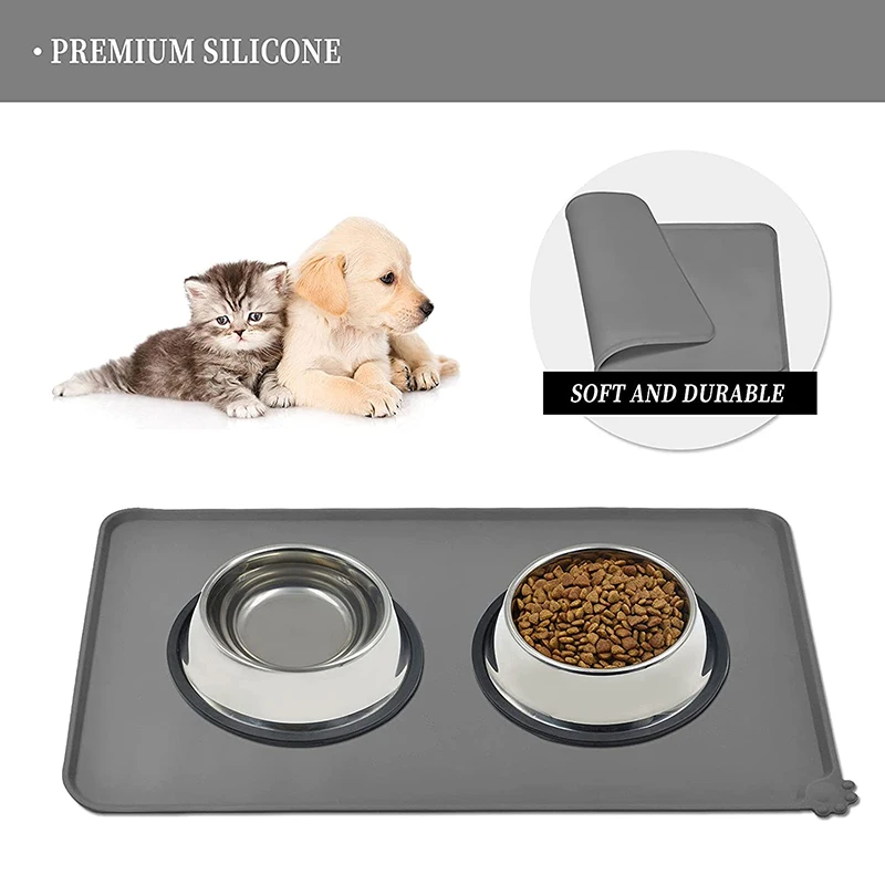 CDDMPET-alfombrilla de silicona para cuenco para perros y gatos, bandeja antiadherente para fuente de mascotas, almohadilla de comida para cachorros, estera para alimentar y beber, mantel individual de fácil lavado - imagen 2