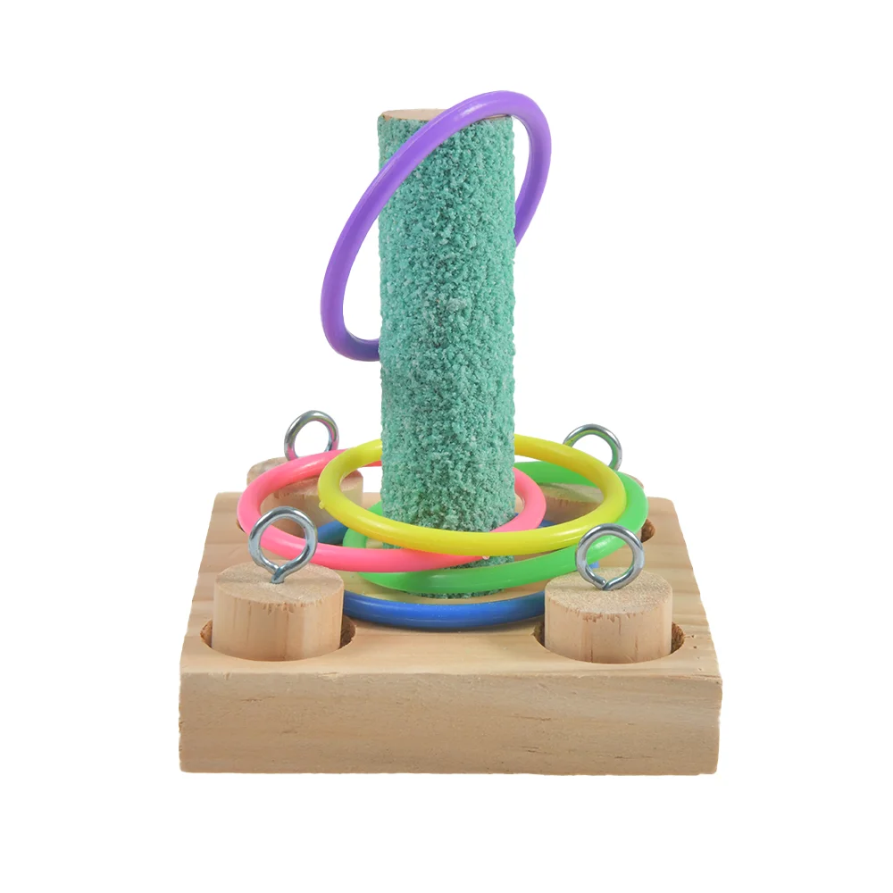 Juguetes Educativos para pájaros y loros, plataforma de madera, férula de plástico, entrenamiento intelectual, juguetes para masticar para mascotas - imagen 3