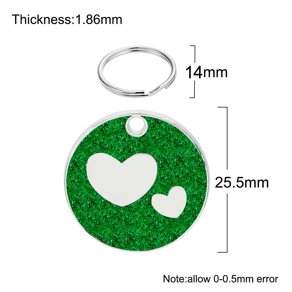 100PCS Personalized Pet ID Tags Engraved Pet Name Heart Number Address Cat Dog Collar Animal Round Pendant Puppy Rabbit Necklace - imagen 3