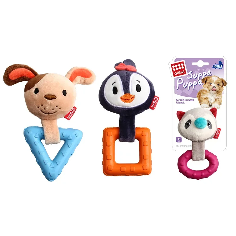 Q lindo juguete de conejo para perro, flor de goma de felpa, perro mapache, pingüino, dientes de molienda vocales, juguete para mascotas - imagen 3