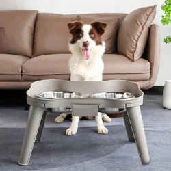 Comedero acero inoxidable con soporte elevado para gatos y perros