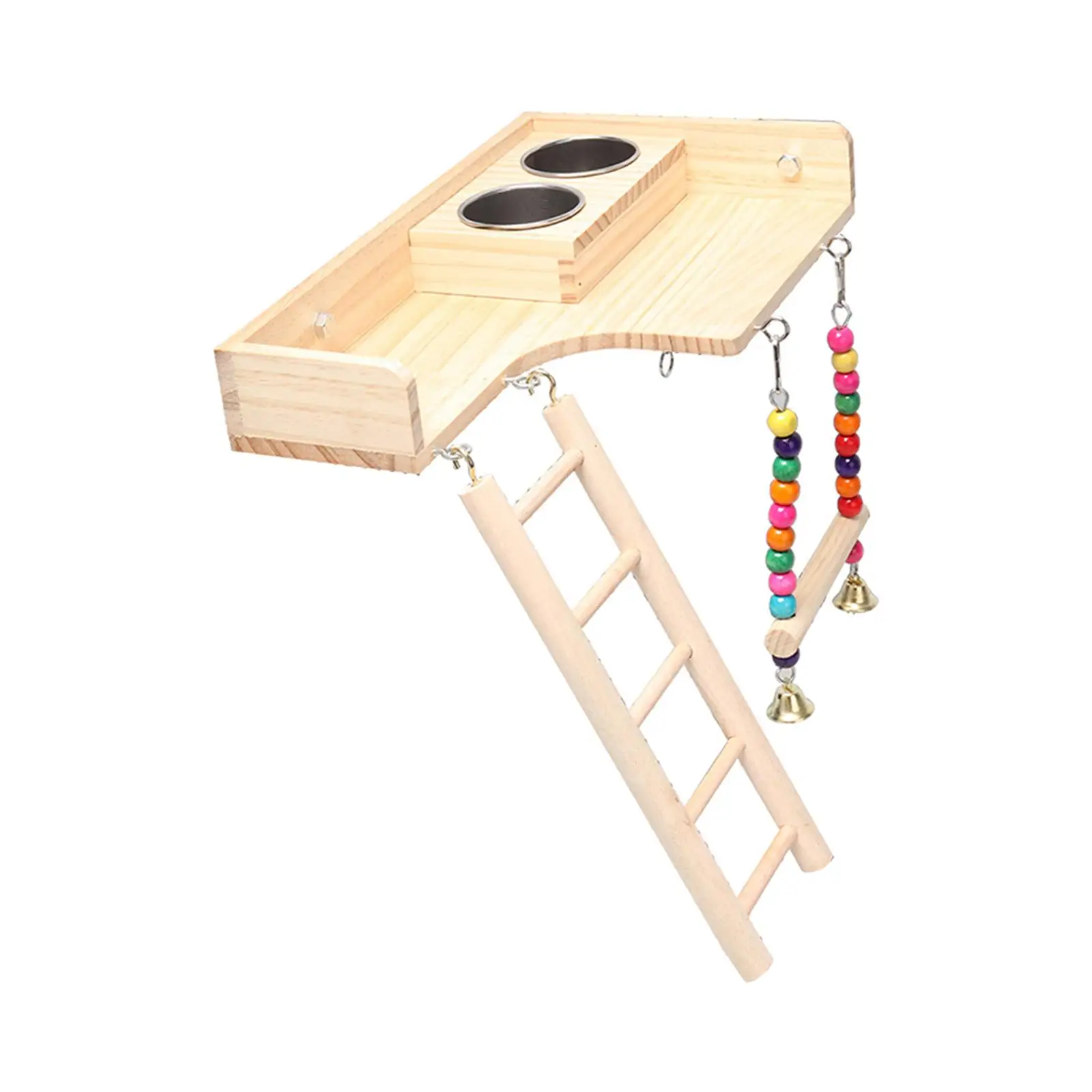 Pet Bird Parrot Playground Wooden Ladder Toy Bird Feeder Pet Parrots Climbing Bridge Accessories Simple Installation Durable