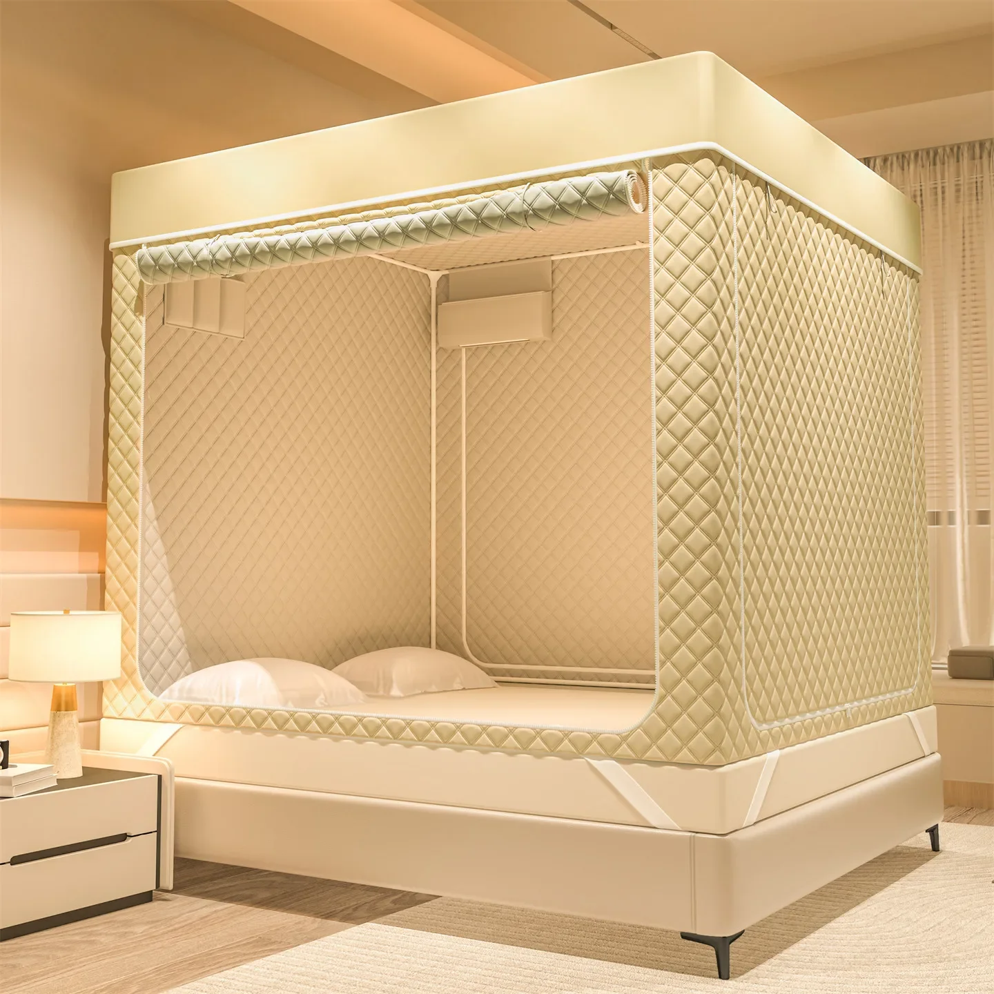 Carpa cama acolchada resistente frío para gatos y perros – Mosquitera - imagen 3