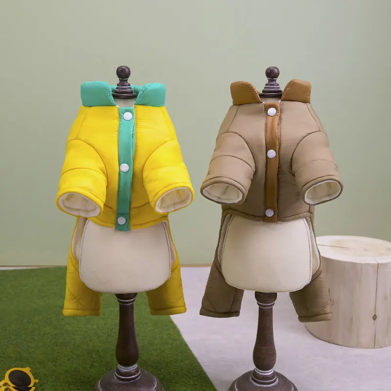 Pet Otoño/Invierno lindo oso bolsillo cuatro piernas chaqueta mono cálido pijamas para perros ropa para cachorros para perros pequeños - imagen 5