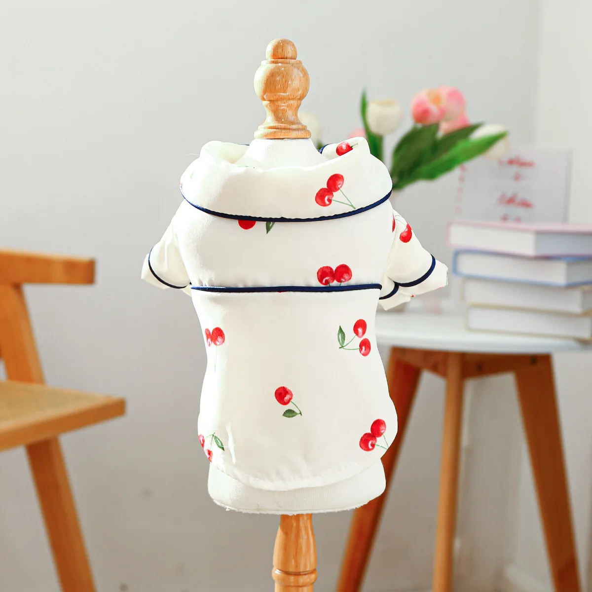Camiseta con cuello para mascotas, bonita camisa de cereza, camisa Base para perros, pijamas de cereza, ropa para perros pequeños, perros pequeños de primavera - imagen 5