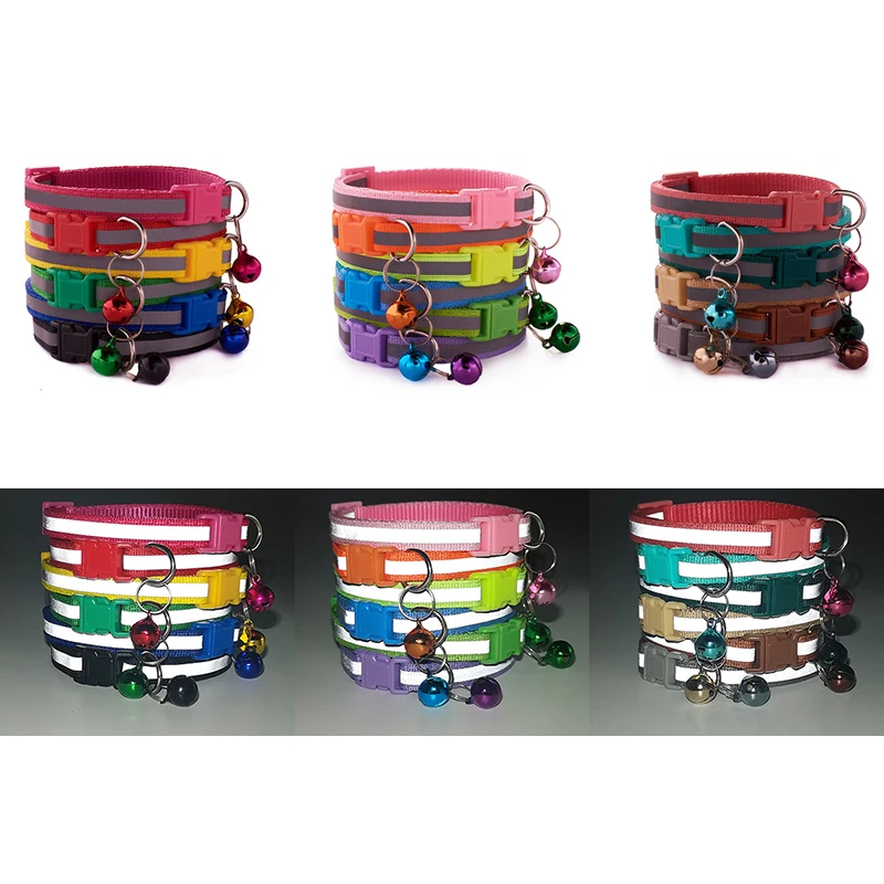 Collar de identificación personalizado para perro, Collar reflectante ajustable de nailon con campana, grabado personalizado para cachorros y gatitos - imagen 5
