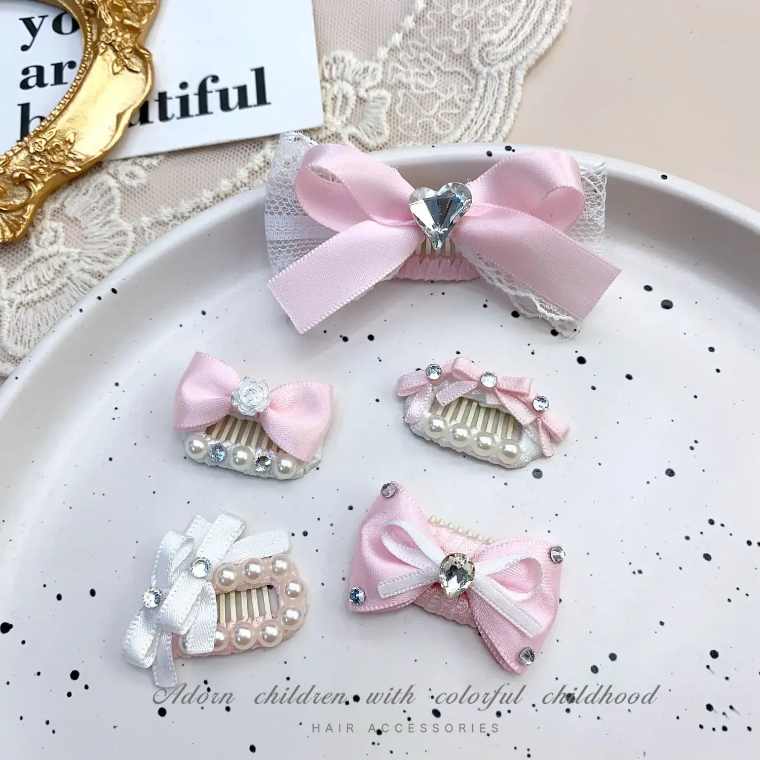 Pinza para el pelo para mascotas, accesorio para el cabello, lazo rosa, Clip BB, diadema de perlas con diamantes de imitación para perro, accesorios para cachorros de oso de peluche Marzis Yorkshire - imagen 2