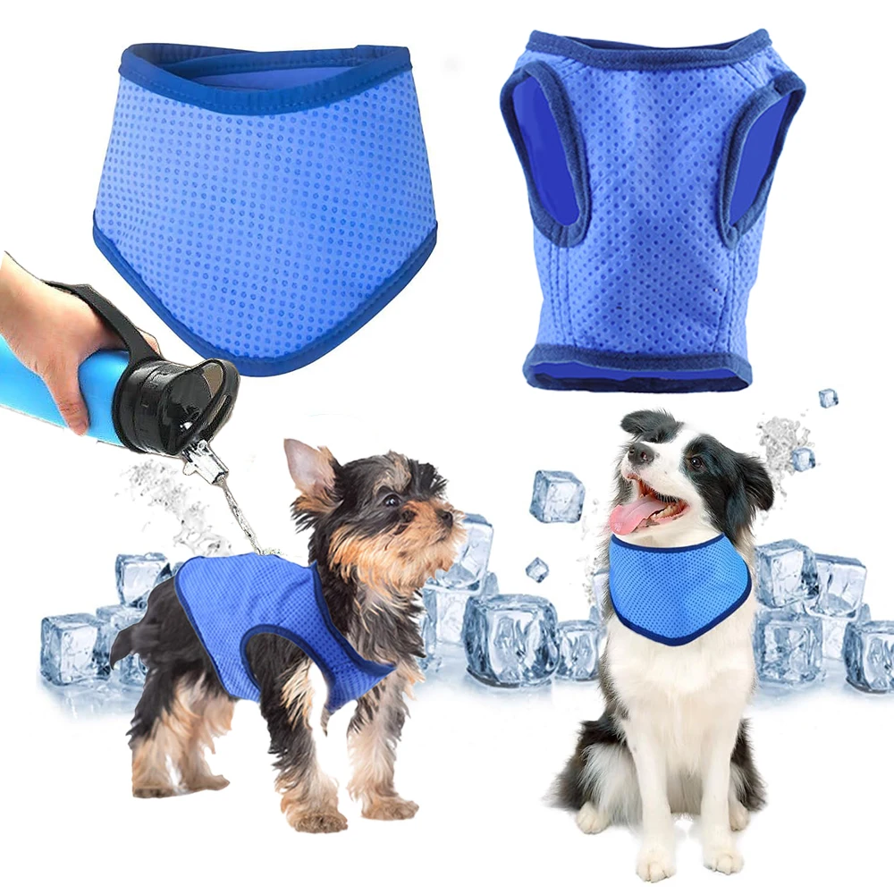Bufanda de hielo refrescante para perros, toalla de hielo fresca, ropa caliente de liberación rápida para mascotas, chaqueta fresca para perros pequeños, medianos y grandes, accesorios de verano