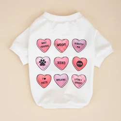 Camiseta ligera de verano con corazón rosa para perros y gatos