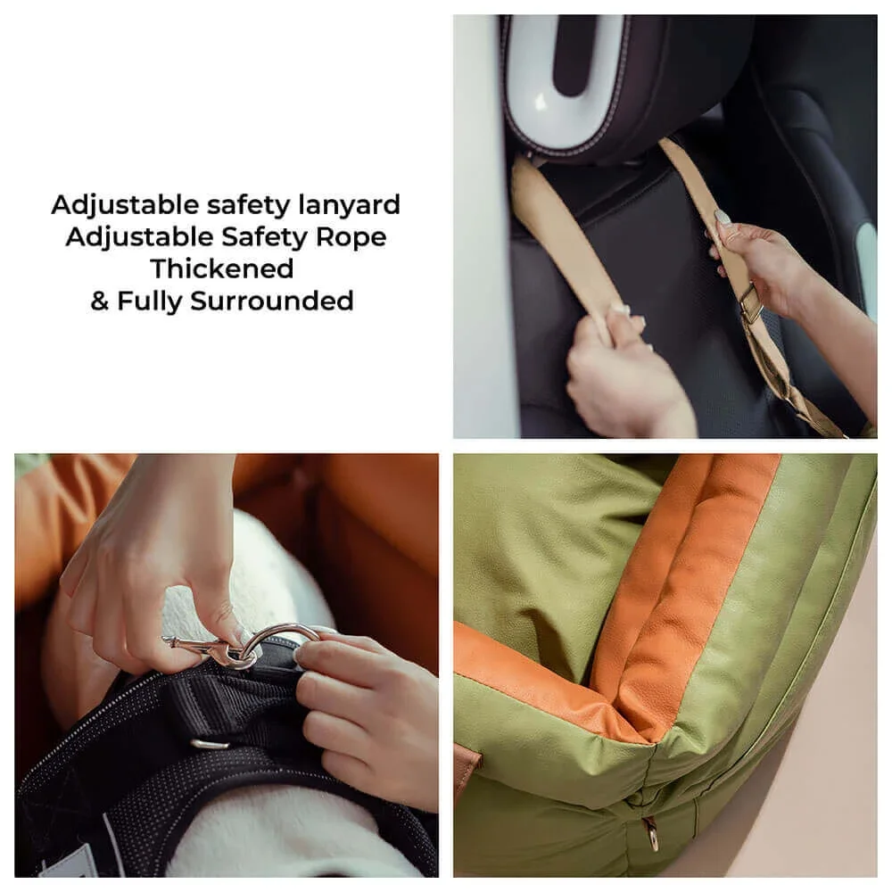 Refuerzo de seguridad de viaje para perro, cama de asiento de coche de retales de mezclilla Vintage con hebilla de seguridad, logotipo personalizado, camas de lujo para perros, asiento de coche para mascotas - imagen 5