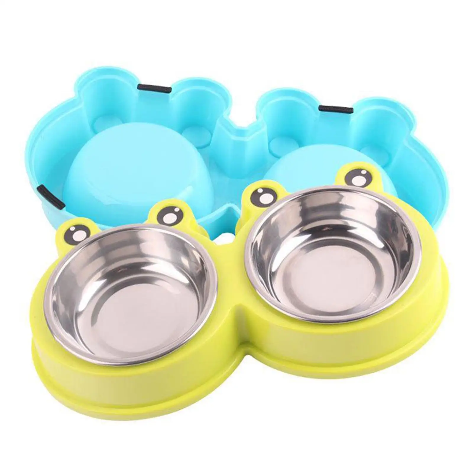 Dog Bowls Set, Double Stainless Steel Feeder Bowls and Non Skid Spill Proof Silicone Stand for Cats Puppies Dogs