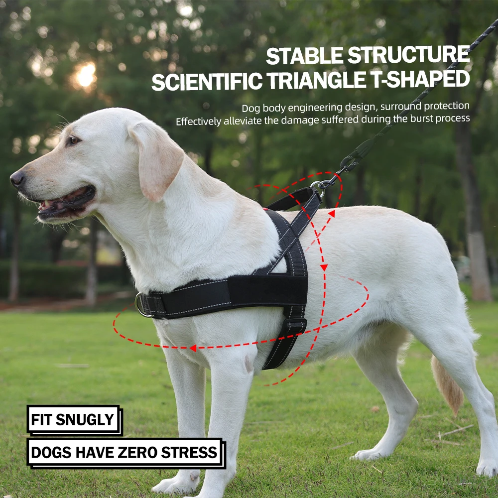 Arnés para perros resistente sin tirones, chaleco ligero reflectante para silla de montar, Collar para mascotas con correas acolchadas, diseño antiescape - imagen 2
