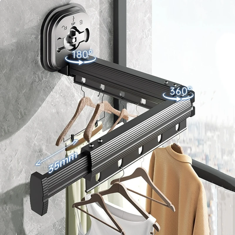 Tendedero de tela retráctil con ventosa, soporte de pared para el hogar, tendedero para secar toallas, colgador de ropa, ahorro de espacio - imagen 2