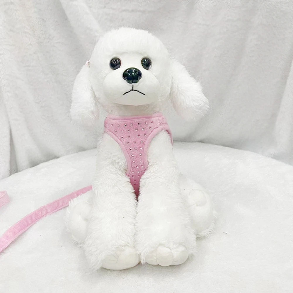 Arnés para perros y gatos, chaleco, conjunto de cuerda para el pecho, arnés ajustable con diamantes de imitación para mascotas, accesorios para caminar al aire libre para perros pequeños y medianos - imagen 3