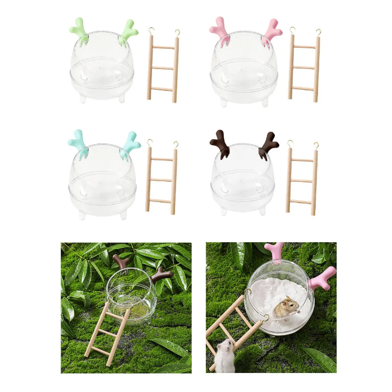 Hamster Sand Bath Container,Small Animal Shower Hideout,Clear,Small Pet Bathroom Sand Bath Box Hamster Toilet for Gerbil,Mice