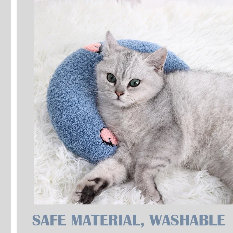 Small Pillow for Pet Cats Dogs Sleeping Mat Neck Guard U-shaped Pillow Soft and Thick Bite Resistant Winter Warm Comfort Pillow - imagen 4