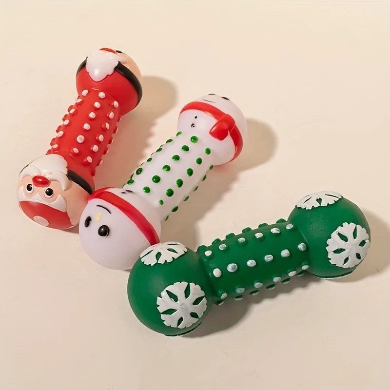 Juguete para masticar para perros, árbol de Navidad de vinilo, muñeco de nieve, Papá Noel, juguete con barra chirriante para interiores, perros pequeños/medianos/juguetes para la dentición de gatos