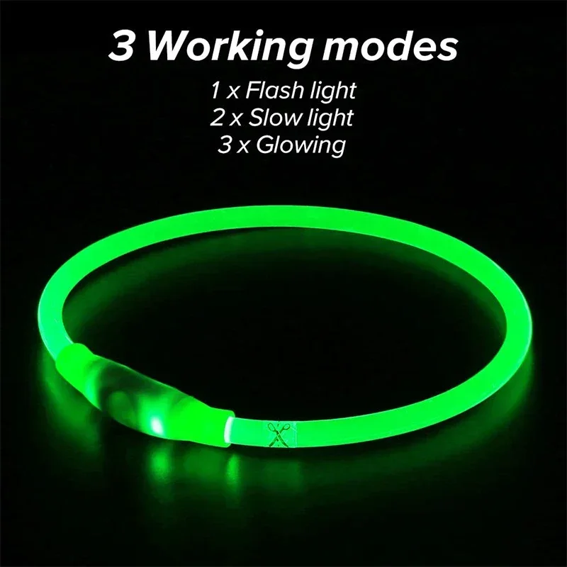 Collar LED recargable para perros pequeños, medianos y grandes, luz que brilla en la oscuridad, resistente al agua, cortable, TPU - imagen 2