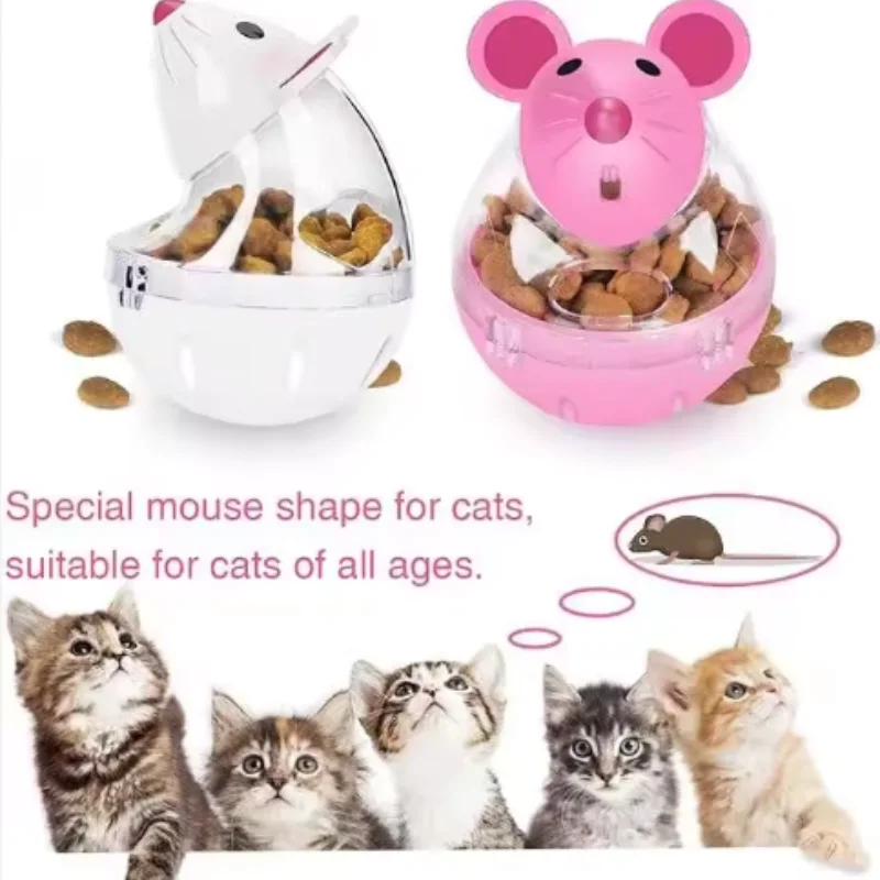 Alimentador para mascotas, juguete para gatos, ratón, dispensador de comida rodante, tazón con función de fuga, herramienta de juego de entrenamiento divertida para gatitos y gatos - imagen 4