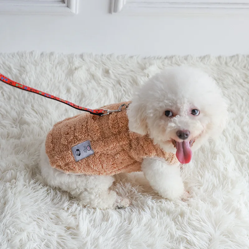 Ropa para perros, ropa cálida de invierno para gatos con correa, arnés con gancho, chaleco, suéter para cachorros, ropa para perros pequeños para Teddy Bichon Chihuahua - imagen 3