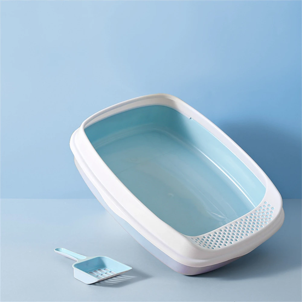 Caja de arena antisalpicaduras para gatos, orinal de plástico con cuchara, para entrenamiento de excrementos de perros pequeños, inodoros para mascotas - imagen 4