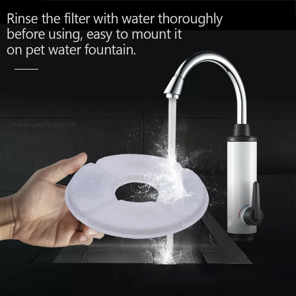 Cat Water Fountain Filter Stainless Steel Top,12 Carbon Filters Pack, Cat Fountain Pet Water Fountain Activated Carbon Filter - imagen 3