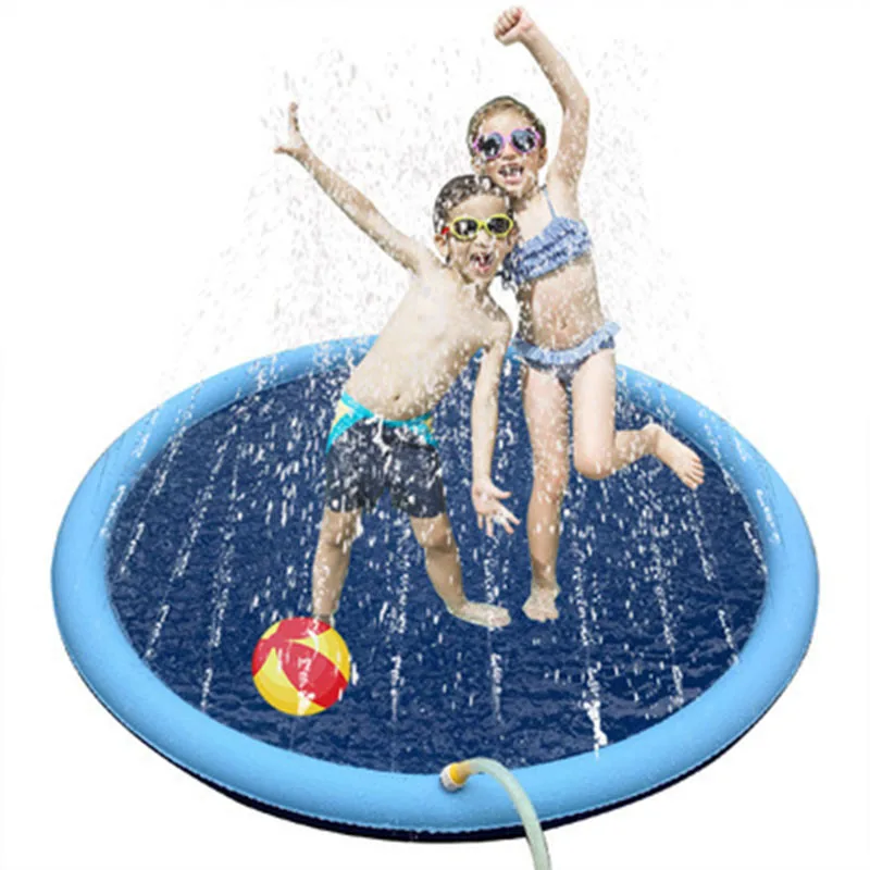 Piscina inflable con aspersor de agua para mascotas, colchoneta de refrigeración para exteriores, juguete interactivo para perros, 170x170cm - imagen 3