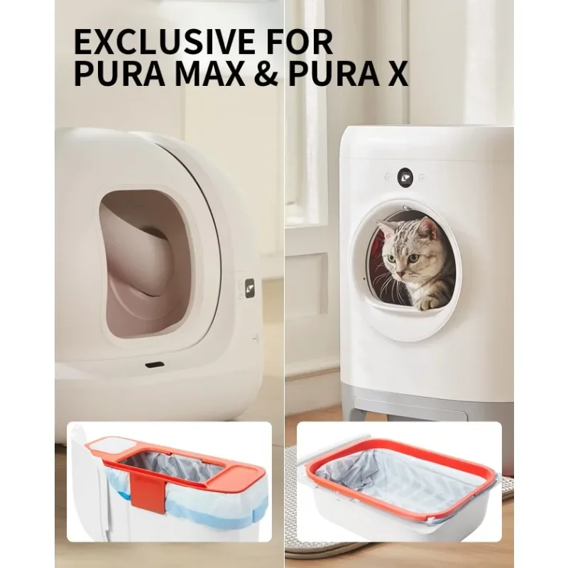 Bolsa de caca para Petkit, bandeja de inodoro para gatos autolimpiante automática, bolsas de 2 rodillos con asa, manos libres, sucia para caja de arena - imagen 2