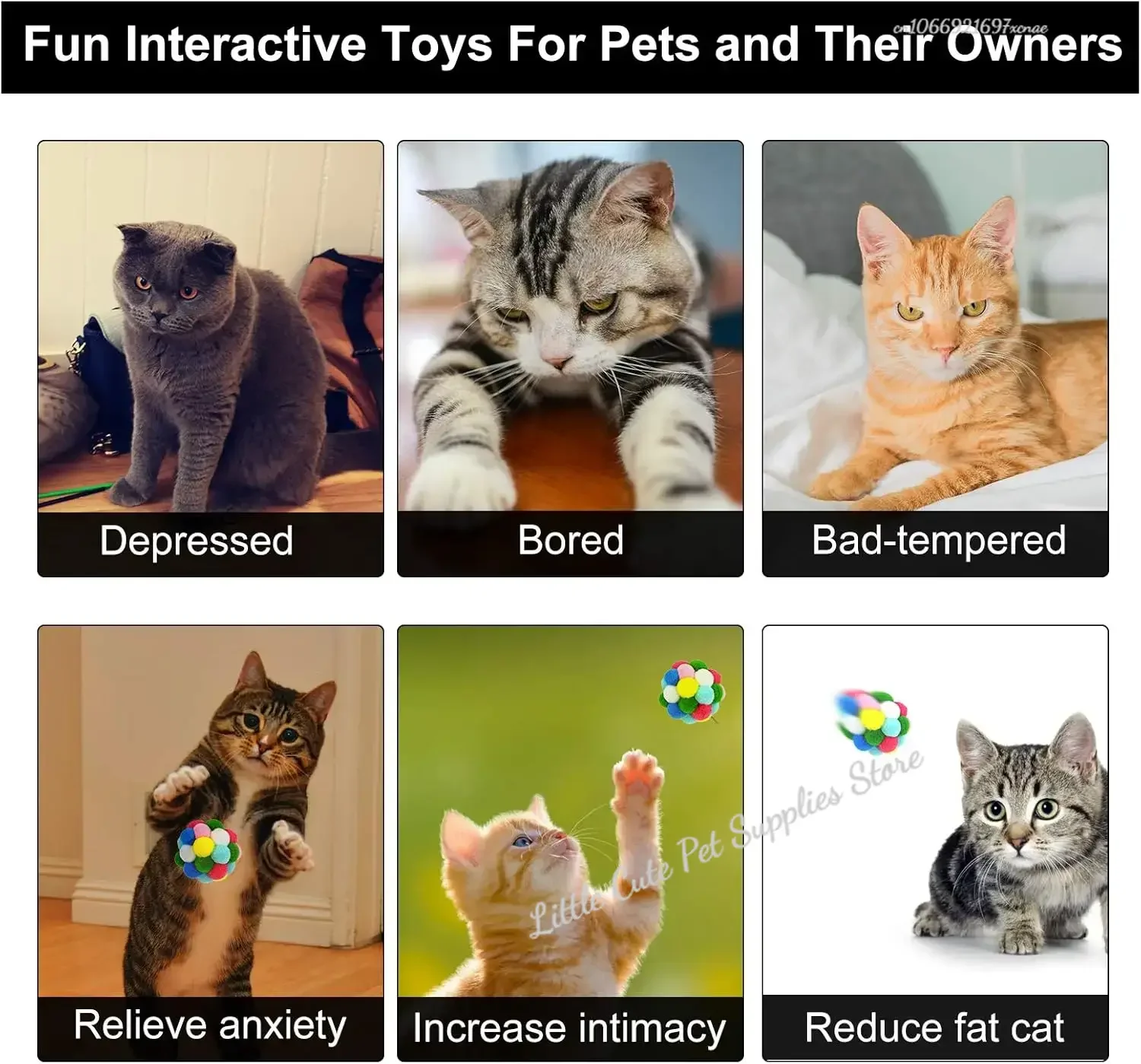 1 Uds. Pelotas de juguete para gatos con campanas, bolas de pompón de Color para gatos, bolas brillantes de oropel, juguete interactivo para gatos de interior y gatitos - imagen 4