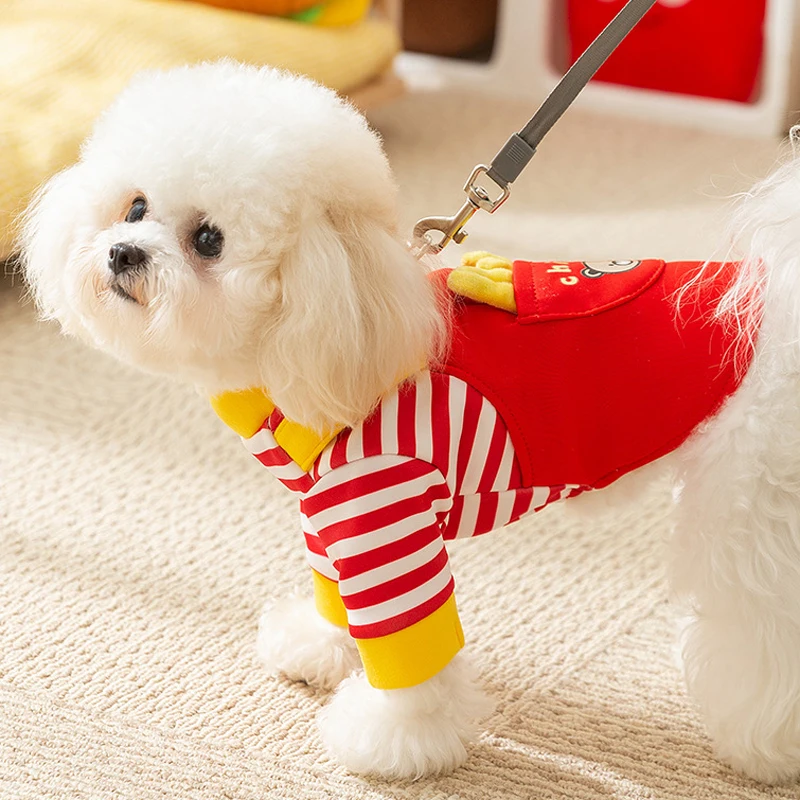Sudaderas con capucha para perros y patatas fritas a rayas rojas, ropa para perros pequeños y medianos, disfraz para cachorros y gatos, abrigo tipo jersey para mascotas Chiwawa - imagen 4