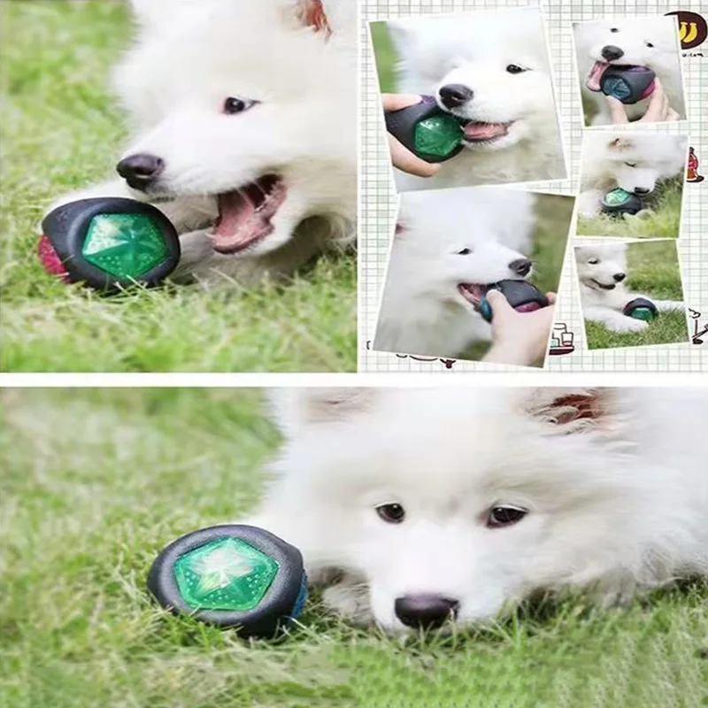 Juguetes interactivos para perros, pelota luminosa divertida para perros, pelotas hinchables para cachorros, juguetes brillantes resistentes a mordeduras para mascotas, suministros para mascotas - imagen 3