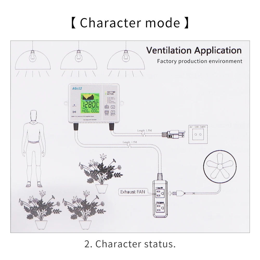 Detector de CO2 con enchufe UE y EE. UU., Monitor de calidad del aire, 0-5000PPM, Control de concentración de CO2, precisión, regulador de dióxido de carbono para invernadero - imagen 5