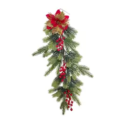 Guirnalda colgante de botín de lágrima de Navidad Artificial, adorno de 68cm, decoración de escalera para chimenea, mantillo, escaleras de Festival