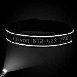 Collar perro personalizado bordado reflectante para pequeños a grandes