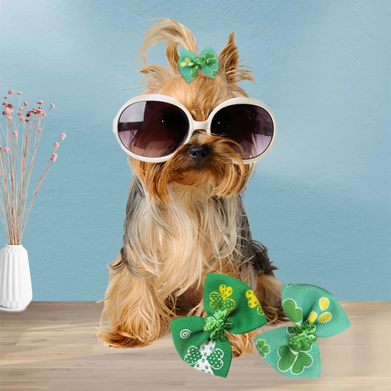 20/50/100 Uds. Lazos para el pelo de perro con bandas de goma, accesorios pastorales verdes para el cabello de mascotas, tocado para el cuidado de cachorros, lazos para gatos - imagen 3