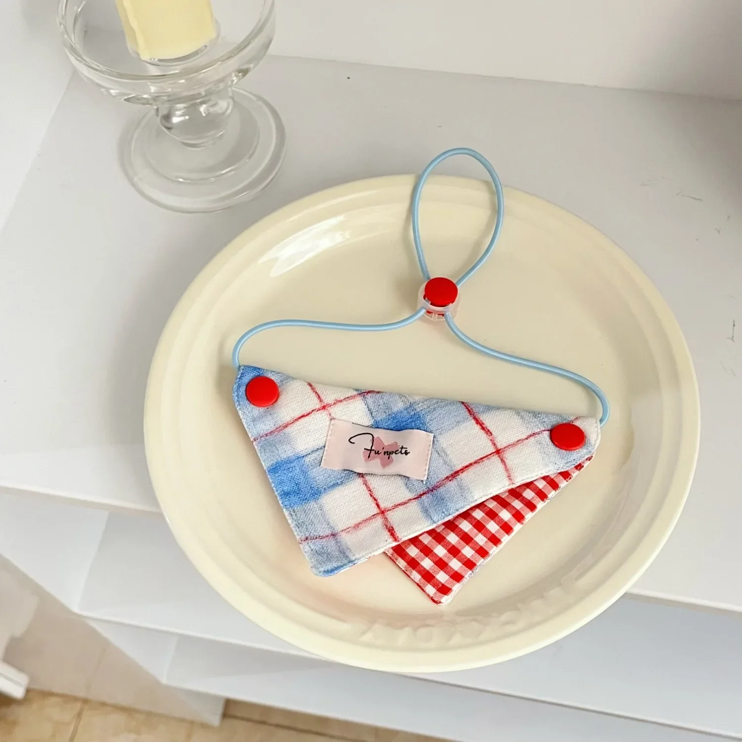 Bufanda triangular a cuadros azul para mascotas, babero con lazo para perros, babero para perros y gatos, chal, toalla para babas para mascotas, bufandas de peluche, accesorios para perros, pajarita para perros - imagen 4