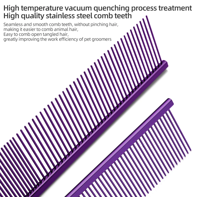 Peine de Piano de belleza para mascotas, peine de competición púrpura, peluquín para tirar del pelo, peine anudado para recoger el cabello de perro, artesanía alta - imagen 3