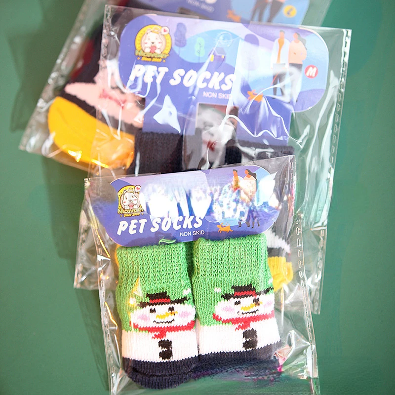 Navidad gato perro Festival vestir accesorios lindo antideslizante inferior muñeco de nieve Teddy calcetines gruesos para mascotas zapatos para perros pequeños - imagen 3