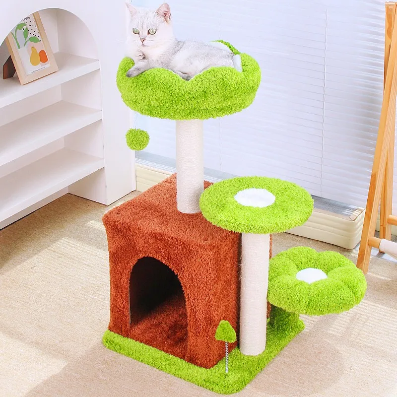 Árbol rascador para gatos con casa y postes de escalada - imagen 2